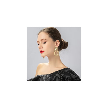 Aretes de clip geométricos de plata de oro mate