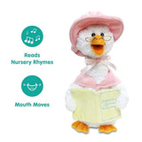 Peluche de ganso reproduce 7 canciones de cuna color rosa