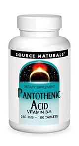 Source Naturals ácido pantoténico 250 mg vitamina B-5 suplemento dietético – 100 comprimidos