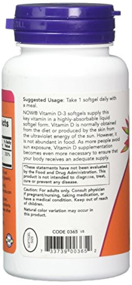 Now Foods, Vitamina D 1000iu, 180 cápsulas blandas