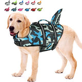 Doglay Chaleco salvavidas de tiburón para perro, chaleco salvavidas ajustable para natación con mango de rescate para perros pequeños, medianos y grandes