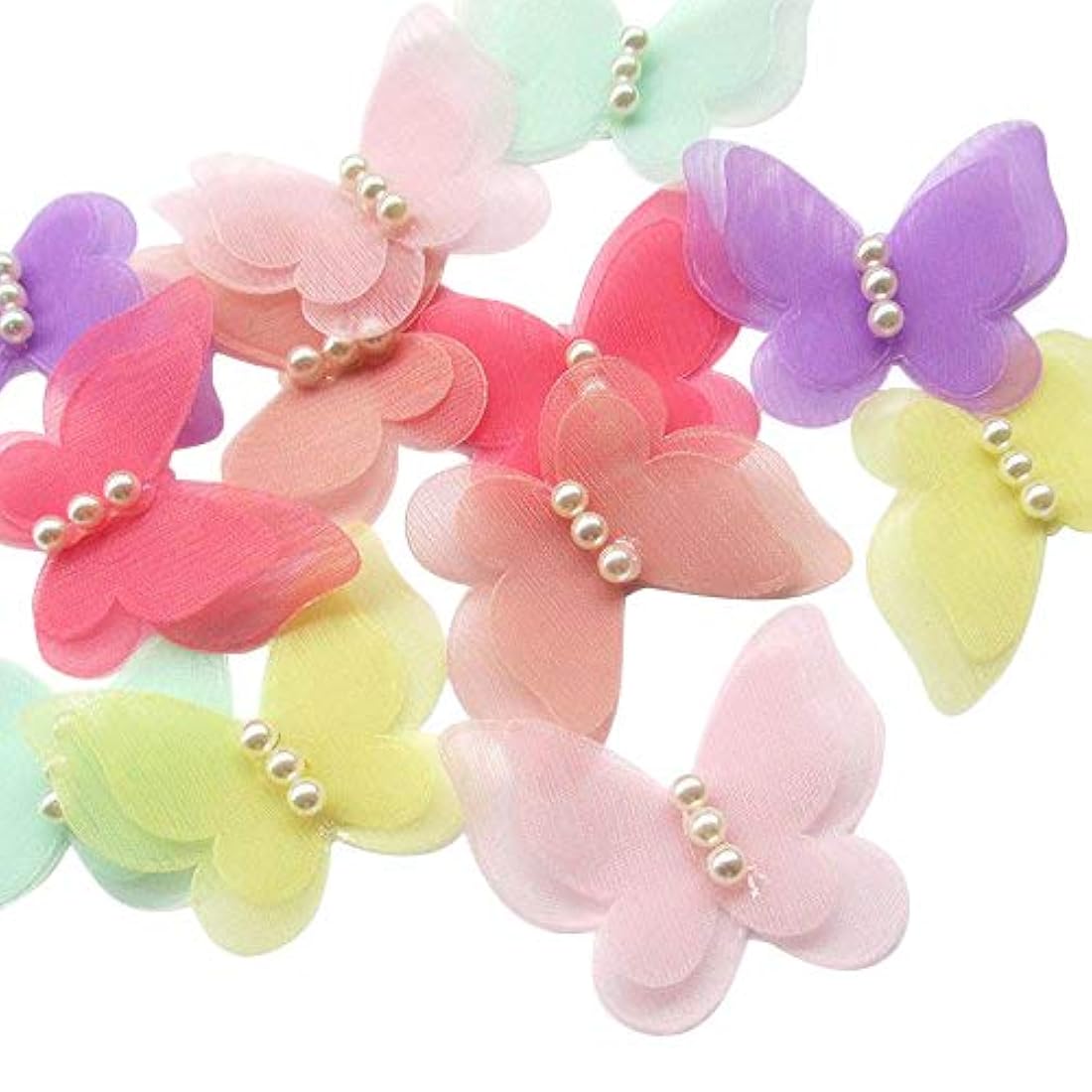 Flores de lazos de organza mariposa perla para decoración