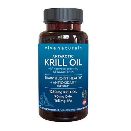 Krill Oil Suplemento – Aceite de Krill Antártico 1250 mg, Crill Oil Omega 3 con Astaxanthin, Suplementos DHA para la salud de las articulaciones y el cerebro, sin sabor pesado y fácil de tragar, 360 cápsulas