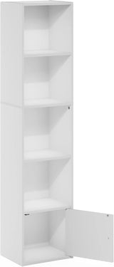 Estantería con armario de almacenamiento, 5 cubos, 1 puerta
