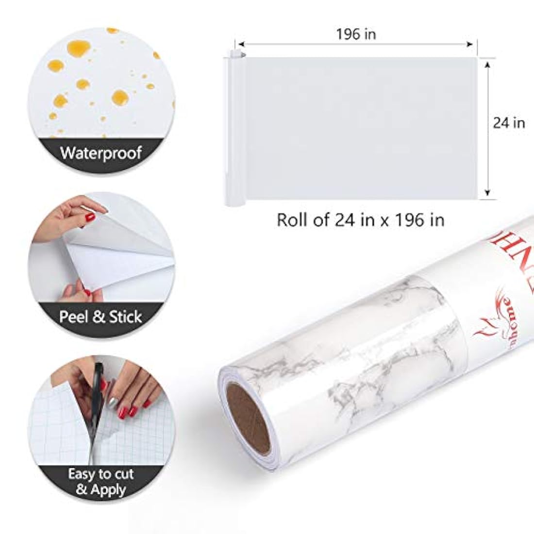 Vinilo brillante para pared  aspecto de granito blanco