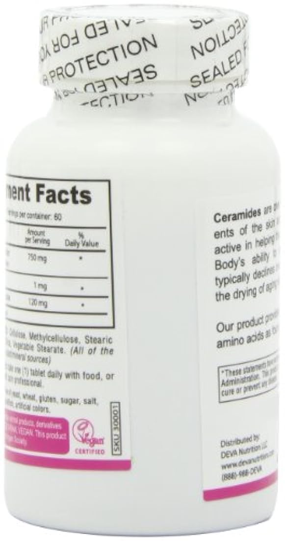 Deva Nutrition Deva Vegan Ceramide Skin Support, 30001, 60, 1