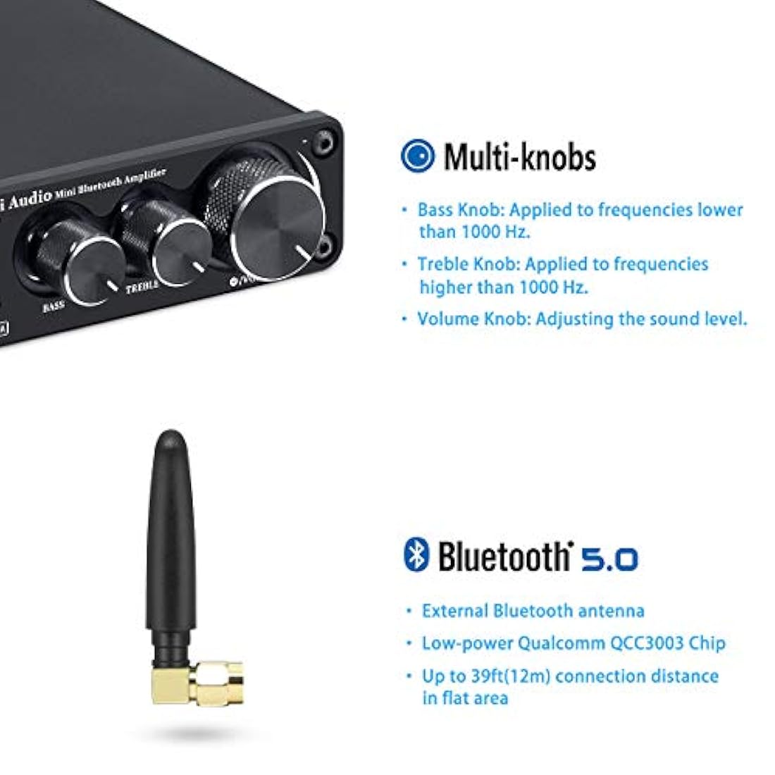 [2020 mejorado] Amplificador de audio estéreo Bluetooth