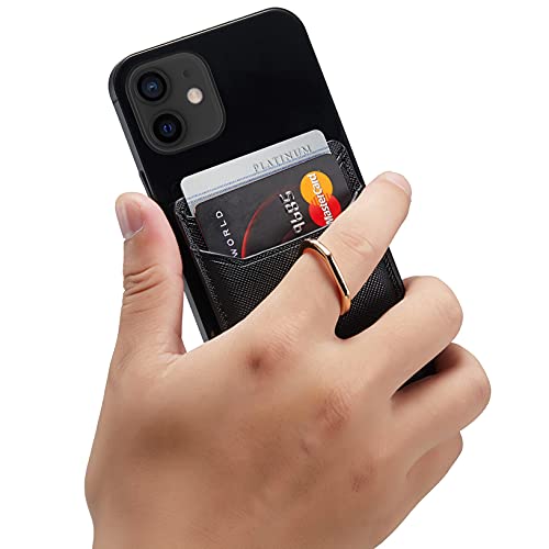 Tarjetero RFID para teléfono celular, tarjetero adhesivo de crédito para la parte posterior del teléfono para la mayoría de teléfonos inteligentes (gris)