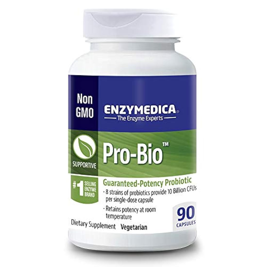 Enzymedica, Pro-Bio, suplemento probiótico estable para apoyar la digestión saludable, 10 mil millones de CFU, vegetariano, 90 cápsulas (90 porciones)