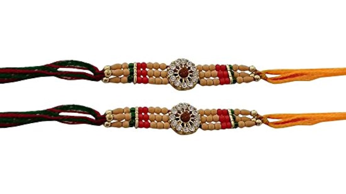 Set de dos Rakhi, piedra con hilo Rudraksha-IndiaBigShop