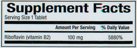 Natural Factors - Vitamina B2 Riboflavina 100mg, soporte para energía y metabolismo normal, 90 tabletas