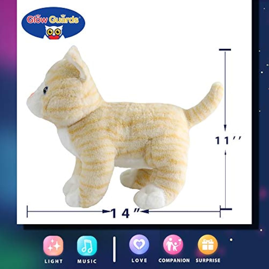 Peluches peluche de gato 14 con luz realista de luces LED