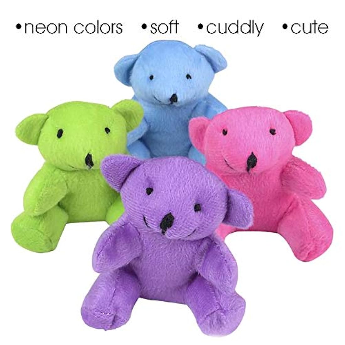 peluche de  oso color neón, juego de 12, mini animales