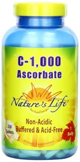 La vida de la naturaleza C Ascorbate Tablets, 1000 mg, 250 Count