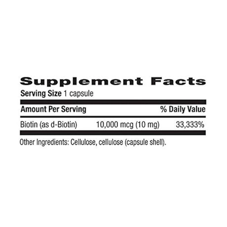 Biotin High Potency 10 mg 120 cápsulas de veg