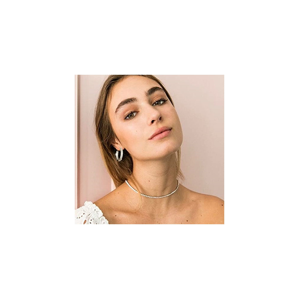 Aretes de aro con circonita cúbica chapados en oro