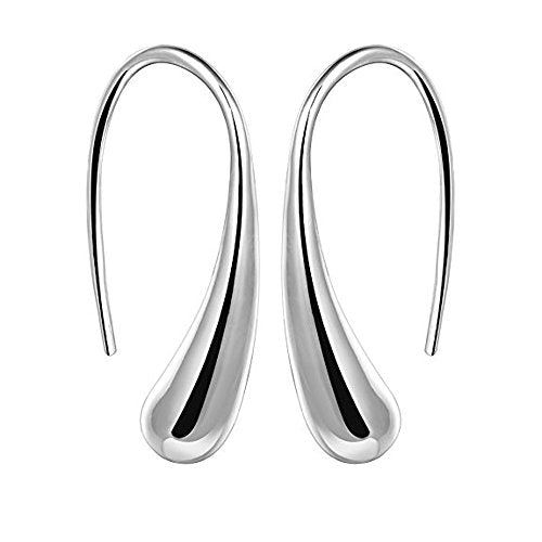 Pendientes colgantes de hilo de plata  blanco / 1 par