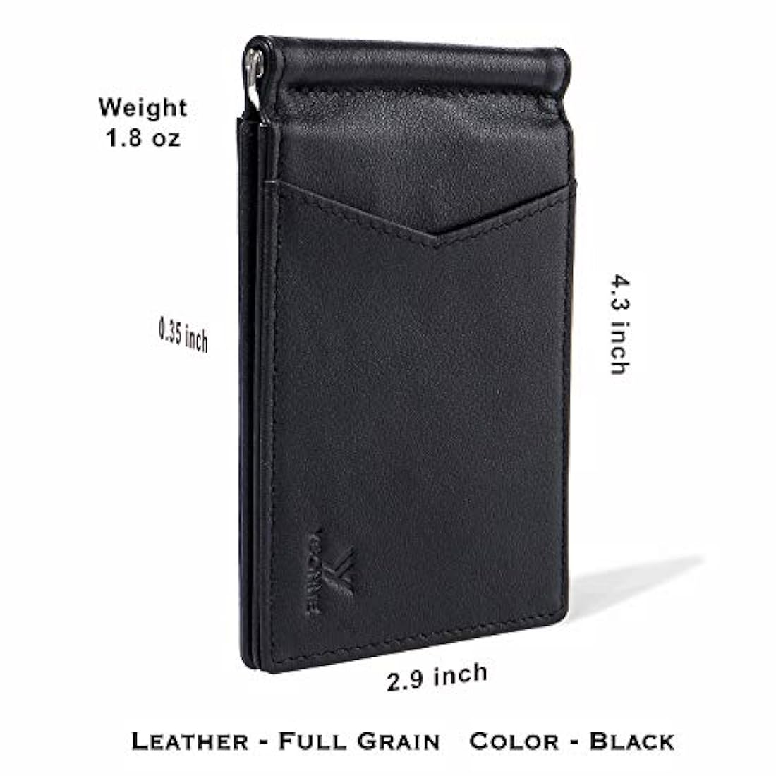 YBONNE - Cartera fina con clip para dinero, de cuero