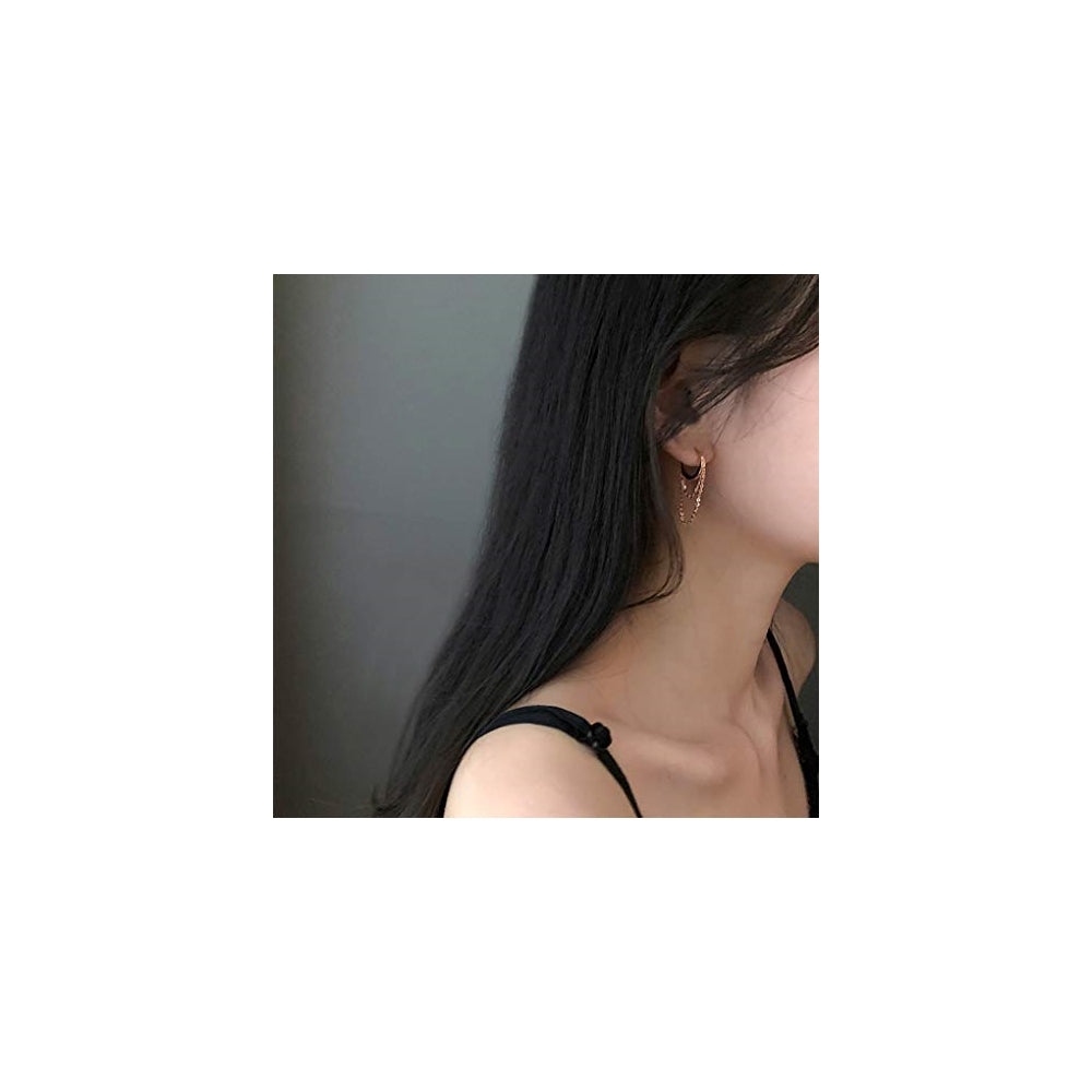 Aretes de aro pequeños de plata con borla para mujeres
