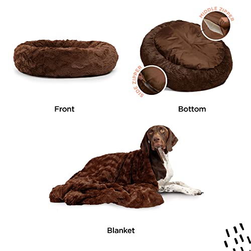 Best Friends by Sheri Cama original para perros y gatos con forma de dona, en piel sintética o de lujo, lavable a máquina, cojín alto, varios tamaños S-XL