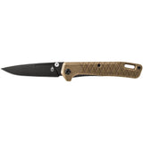 Cuchillo de bolsillo plegable, hoja de borde liso marrón