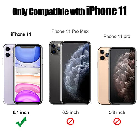 JAME - Funda protectora para iPhone 11 con 2 protectores de pantalla, protección contra caídas de grado militar, soporte de anillo, a prueba de golpes, para iPhone 11 de 6.1 pulgadas, color morado