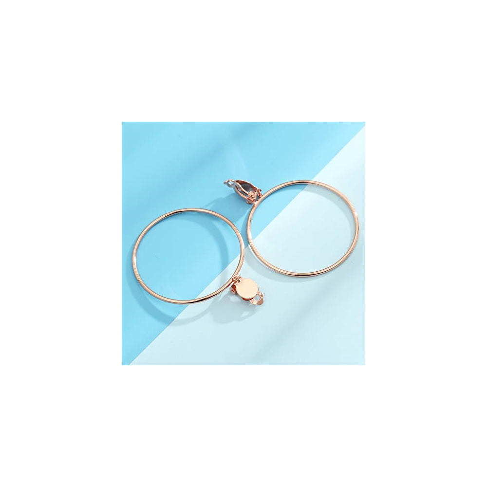 Aretes minimalistas de aro grande con clip para mujeres