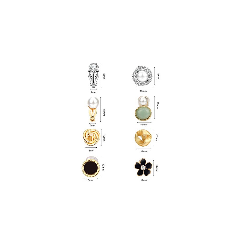 Aretes de clip para mujer 8 pares