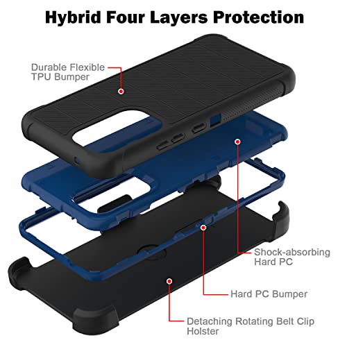 Leptech Funda para Samsung Galaxy A53 5G con protector de pantalla de cristal, [Serie Funda] Clip de cinturón de protección, resistente, resistente, resistente, resistente, militar, a prueba de golpes, cubierta para teléfono celular (negro)