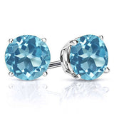 Aretes de plata de ley 925 con topacio azul suizo y piedras
