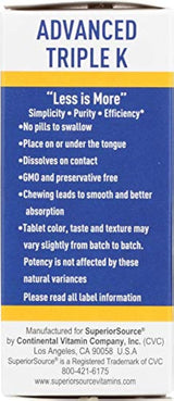 Superior Source Vitamina K1 K2 MK-4 MK-7 Sublingual – Menaquinona 4 500 mcg, Menaquinona 7 50 mcg Disolver instantáneamente tabletas – Vitaminas K2 Disolubles – 30 unidades