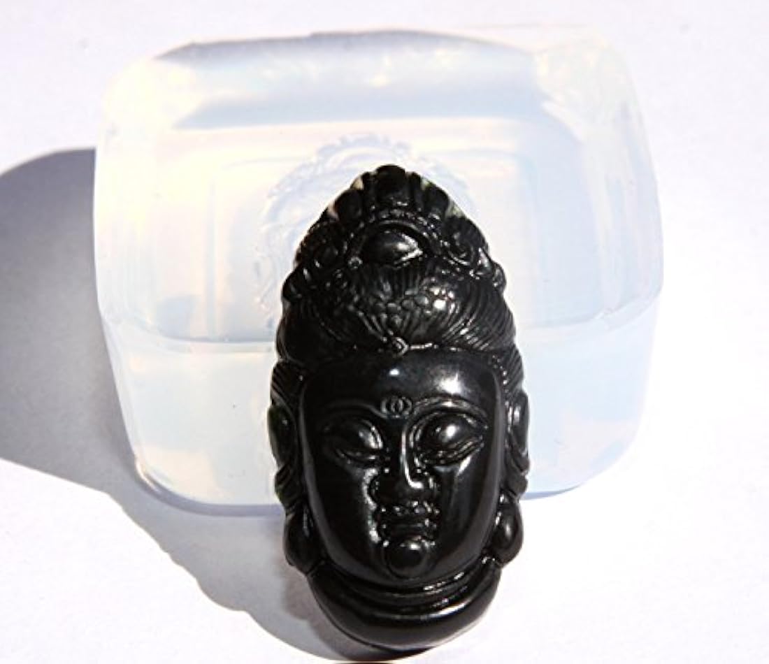 Amuleto Colgante de silicona molde. Clara De La Estatua De guanyintou. Tamaño 39 x 20 mm. (AM-05)