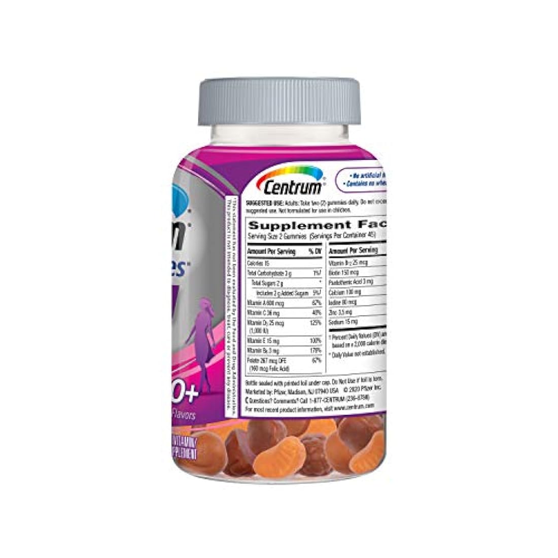 Centrum MultiGummies Gummy Multivitamina para mujer 50 Plus, con vitamina D3, B6 y B12, suplemento multivitamina/multimineral – 90 unidades