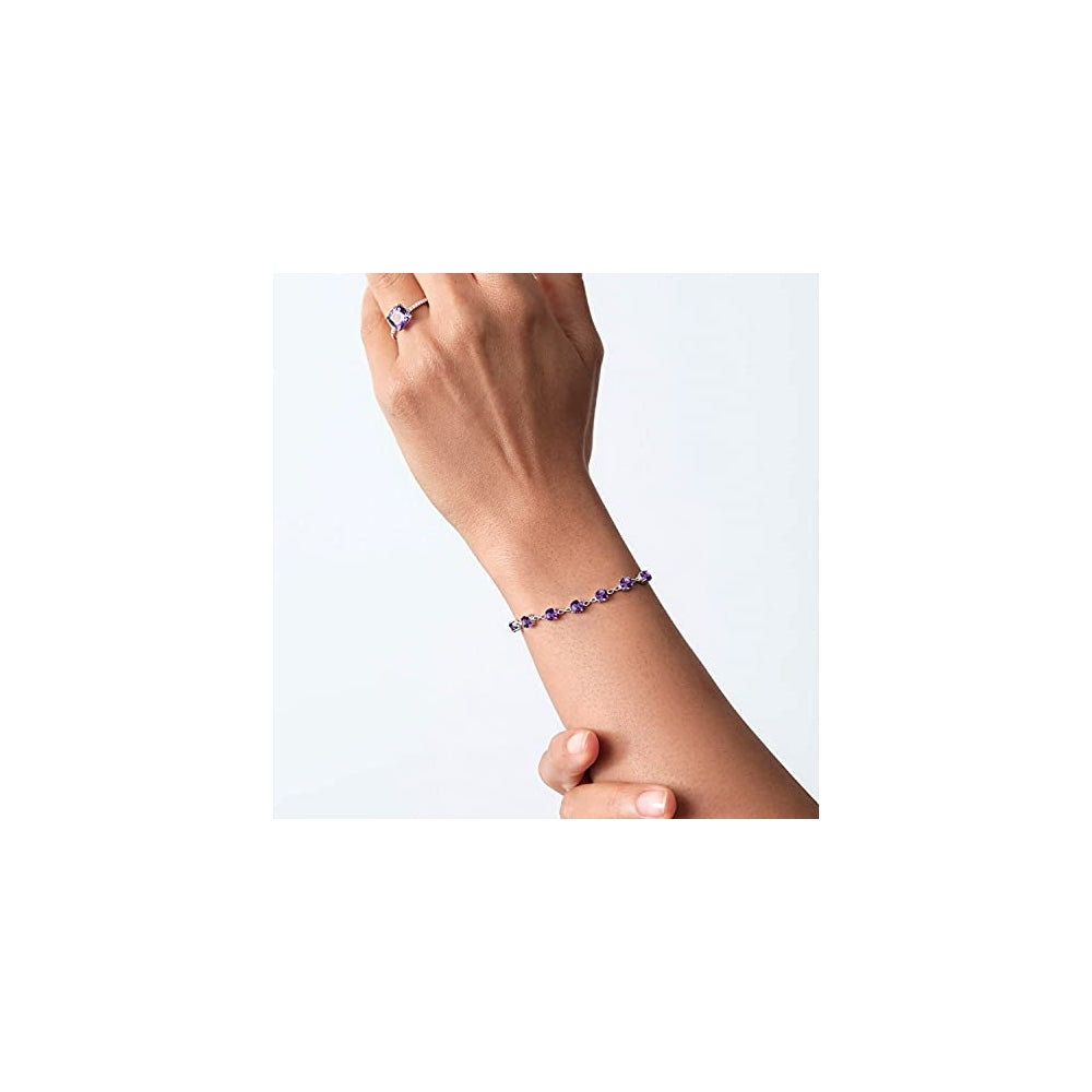 Pulseras ajustable de plata de ley 925 amatista morada