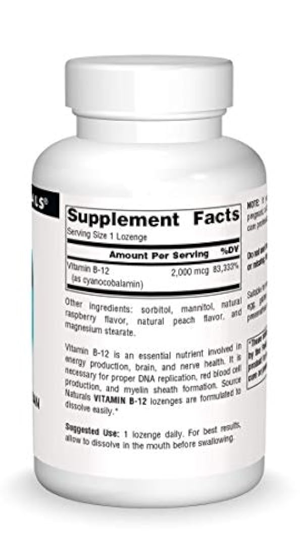 Fuente Naturals Vitamina B-12 2000 mcg Losanje, 200 Count