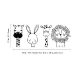 set de 4 pegatinas de vinilo para pared, diseño de león de jirafa de conejo cebra