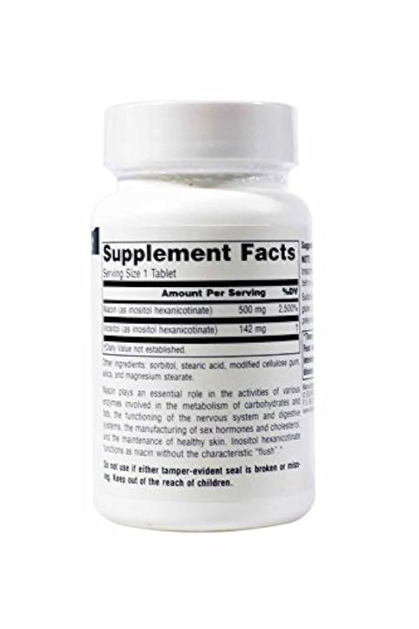 Source Naturals no-flush Niacina 500 mg pestañas, 60 CT