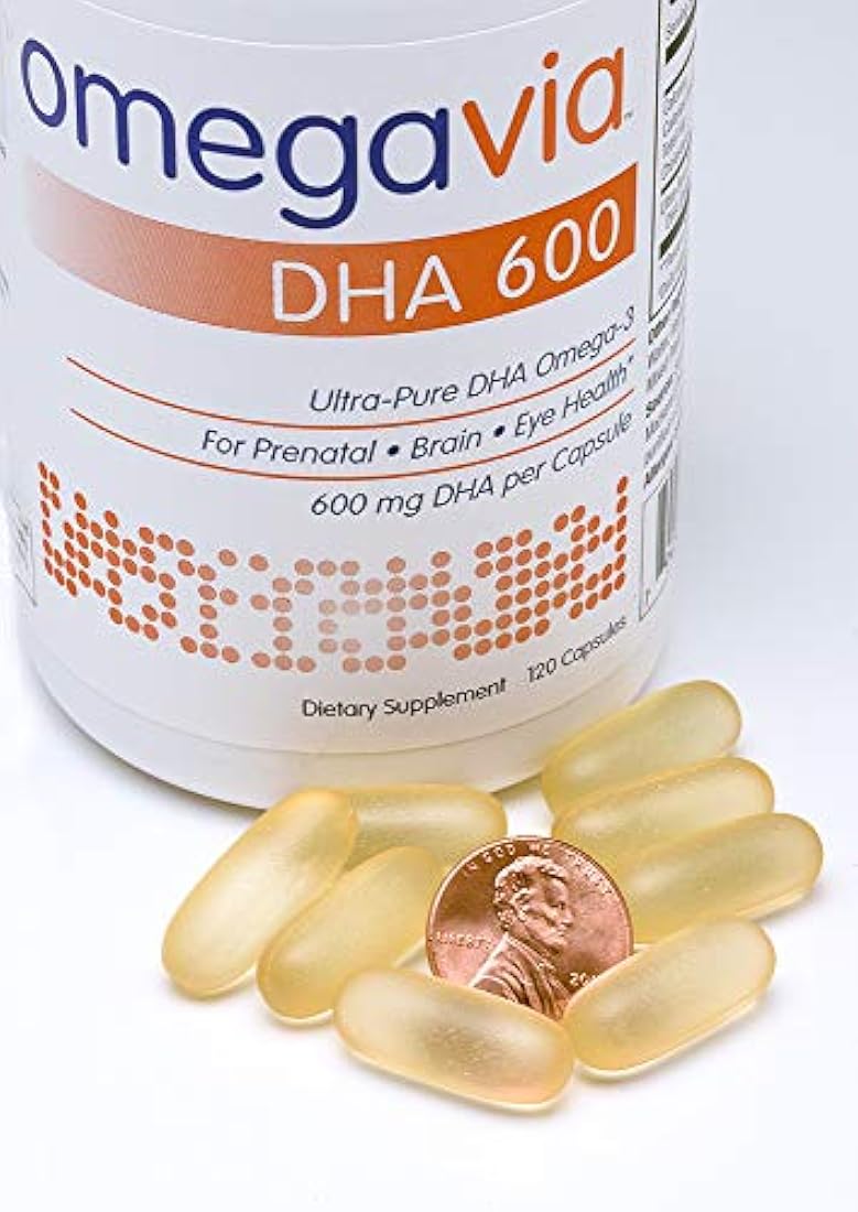 OmegaVia DHA 600 mg Omega-3 Aceite de pescado, 120 cápsulas