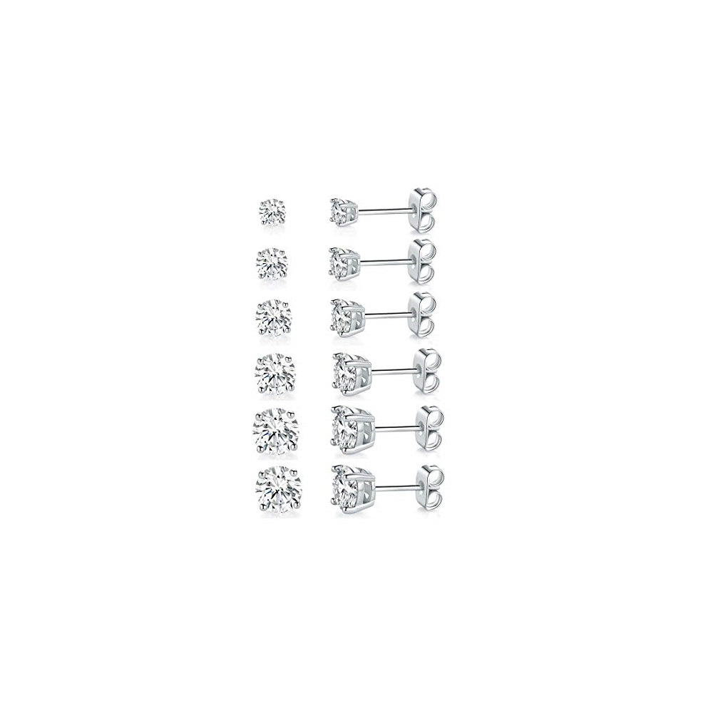 Aretes de tuerca chapados en oro blanco de 18 quilates