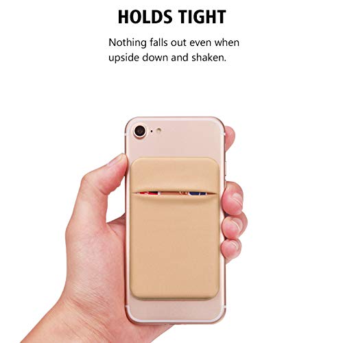 OBVIS Bolsillo autoadhesivo para teléfono celular, funda tipo cartera con adhesivo 3M RFID, tarjeta de crédito, tarjeta de crédito, ATM, tarjetero para iPhone Android dorado
