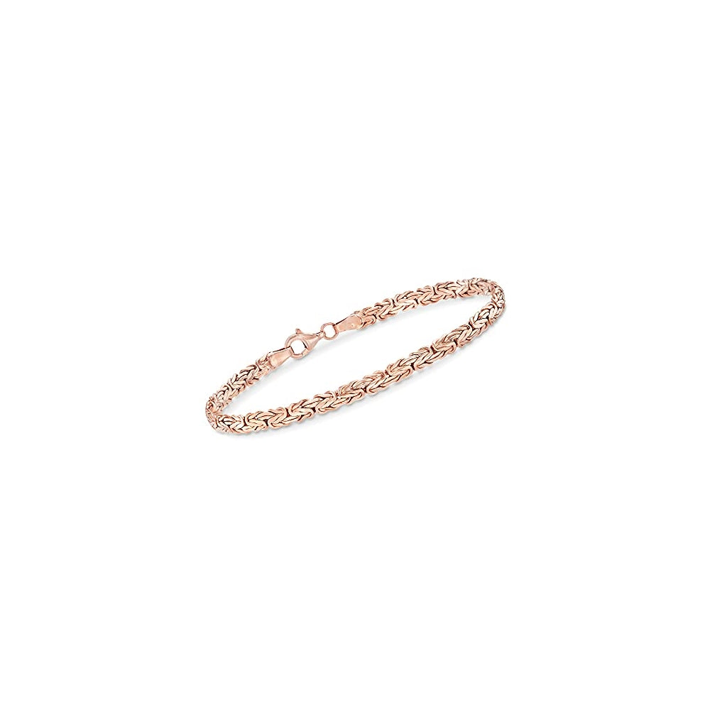 Pulseras bizantina plana de oro rosa de 18 quilates
