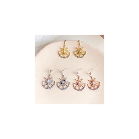 Aretes colgante con diseño luna y estrella para mujeres