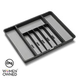 Madesmart - Bandeja extensible para cubiertos (granito, colección clásica, 8 compartimentos, organizador de cocina, forro de agarre suave, fácil de limpiar, sin BPA