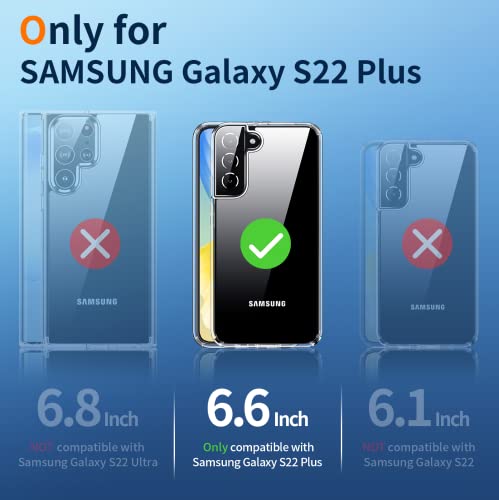 Meifigno Funda transparente para Samsung Galaxy S22+ Plus (6.6 pulgadas), [20X Anti-Amarillo] [Protección de grado militar y supertransparente] Tapa dura con funda de parachoques suave para Galaxy S22 Plus, Serie Natural