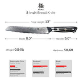 KYOKU Daimyo Series – Cuchillo de pan de Damasco con hoja