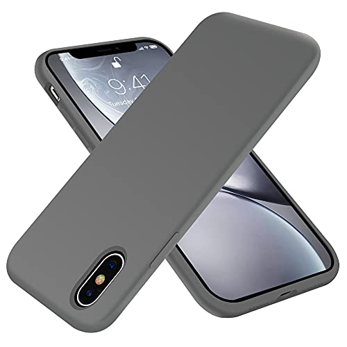 OTOFLY Funda de goma de gel de silicona líquida a prueba de golpes para iPhone Xs/iPhone X, antiarañazos y huellas dactilares, compatible con iPhone X/iPhone Xs de 5.8 pulgadas (2018), gris espacial