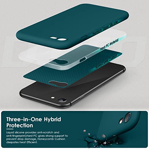DTTOCASE - Funda para iPhone 8, iPhone 7, iPhone SE 2022/2020, funda de silicona líquida para iPhone 8 7 SE de 4.7 pulgadas, colorida y suave funda protectora para niñas niños y mujeres, color verde azulado