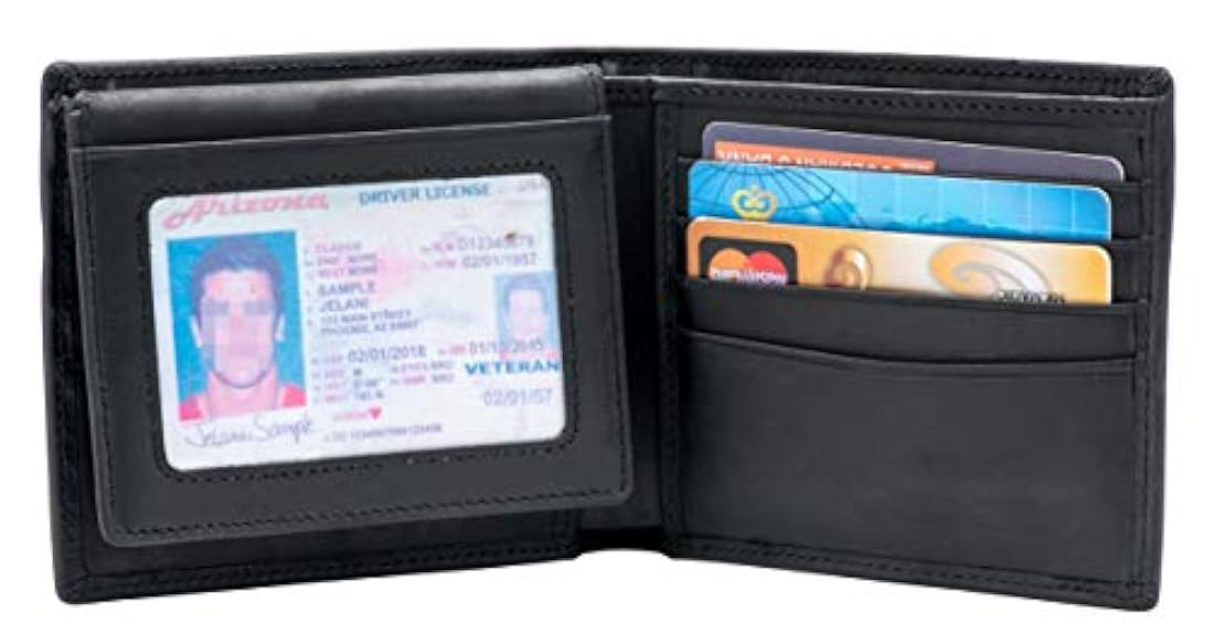 Billetera para hombre con cremallera y de piel auténtica