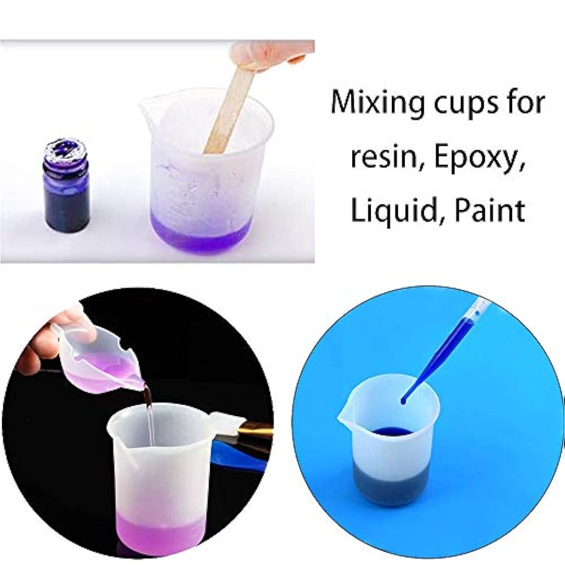 10 tazas de medición de silicona de 3.4 fl oz, tazas de resina epoxi reutilizables, tazas de mezcla de silicona antiadherente para moldes de resina y moldes de fundición para velas hechas a mano, artesanías de resina