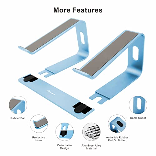 Soporte ergonómico de aluminio para laptop, soporte de computadora portátil, elevador desmontable para laptop, soporte para portátil compatible con MacBook Pro/Air HP Lenovo Samsung, Dell, todos los portátiles de 10 a 17.3 pulgadas (azul cielo)